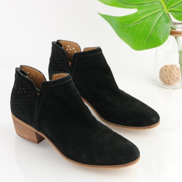 Susina Womens Blakely Boot Size 9.5 Black Suede Perforated Block Heel Bootie - Picture 11 of 12